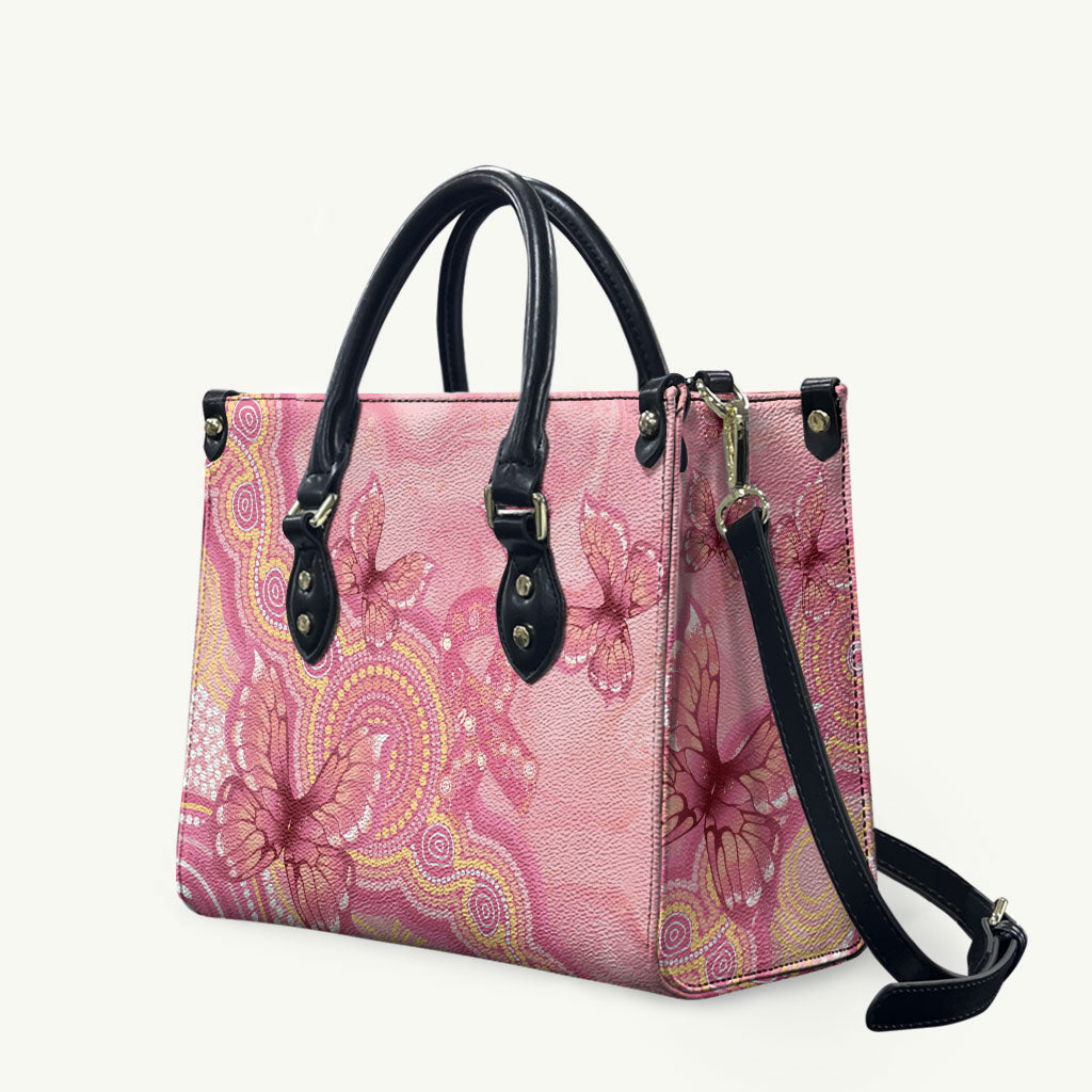 Dreamy Butterfly Collar Australia Breast Cancer Pink Leather Bag Indigenous Art