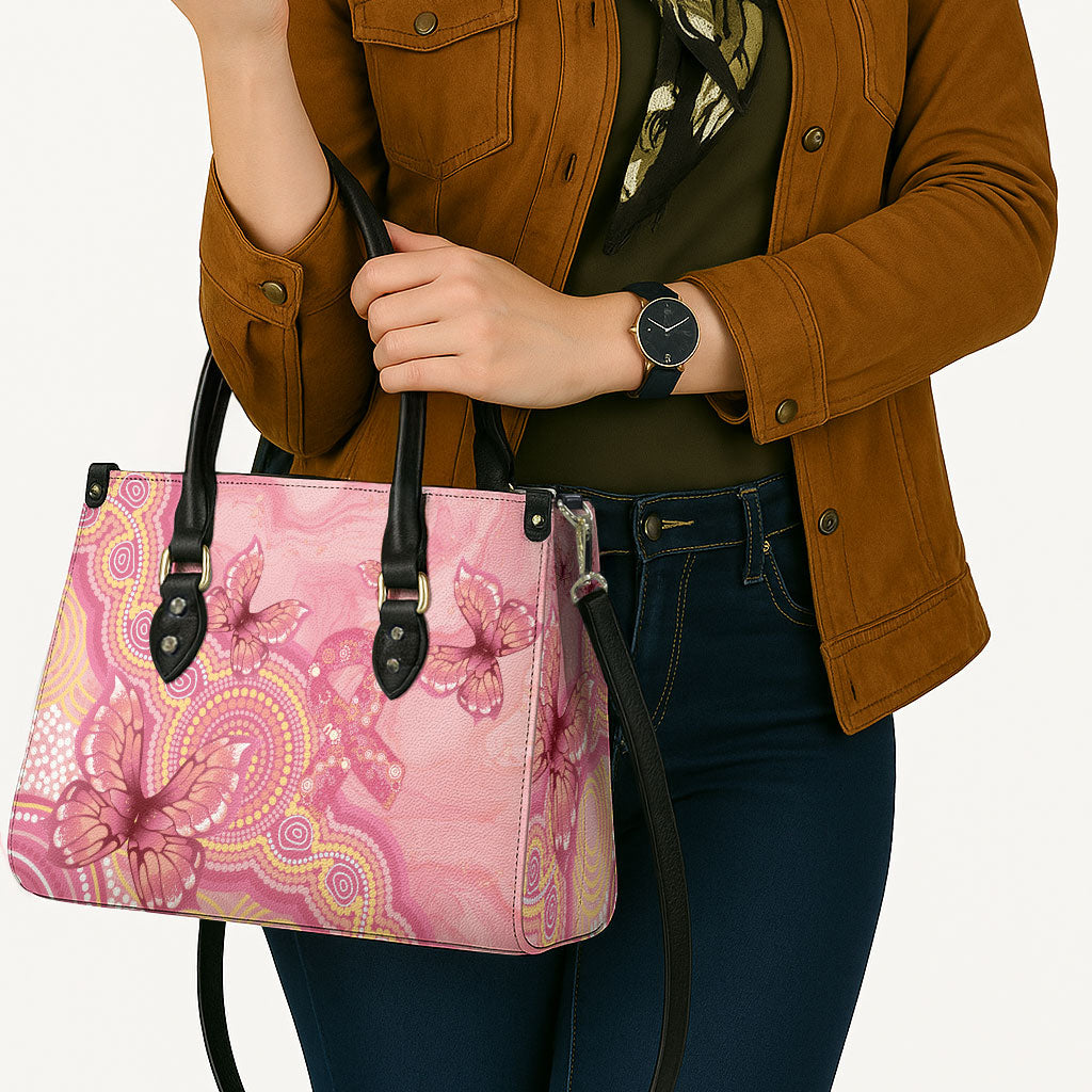 Dreamy Butterfly Collar Australia Breast Cancer Pink Leather Bag Indigenous Art