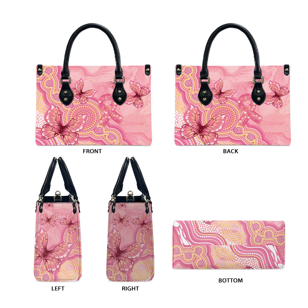 Dreamy Butterfly Collar Australia Breast Cancer Pink Leather Bag Indigenous Art