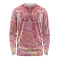 Dreamy Butterfly Collar Australia Breast Cancer Pink Long Sleeve Shirt Indigenous Art