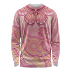 Dreamy Butterfly Collar Australia Breast Cancer Pink Long Sleeve Shirt Indigenous Art