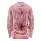 Dreamy Butterfly Collar Australia Breast Cancer Pink Long Sleeve Shirt Indigenous Art