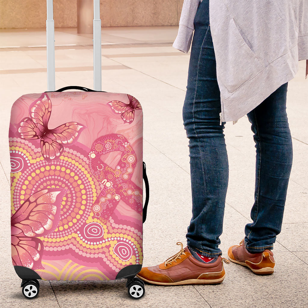 Dreamy Butterfly Collar Australia Breast Cancer Pink Luggage Cover Indigenous Art