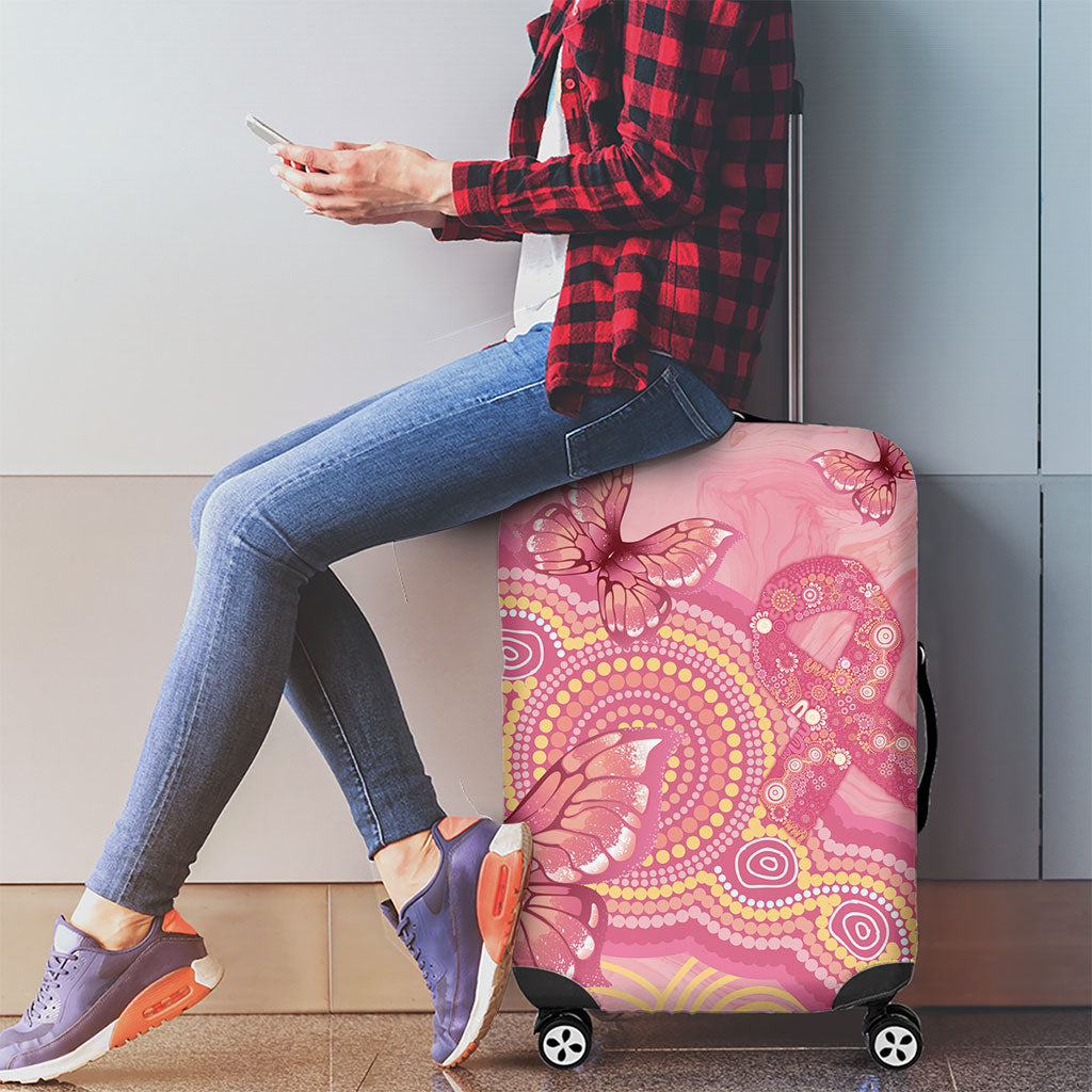 Dreamy Butterfly Collar Australia Breast Cancer Pink Luggage Cover Indigenous Art