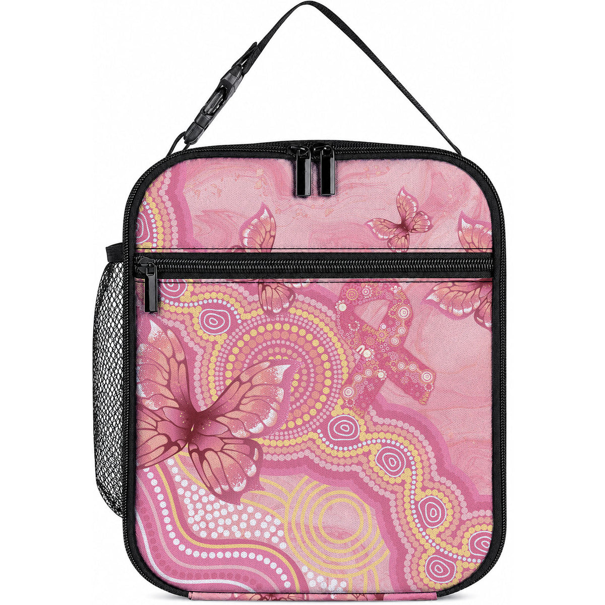Dreamy Butterfly Collar Australia Breast Cancer Pink Lunch Bag Indigenous Art