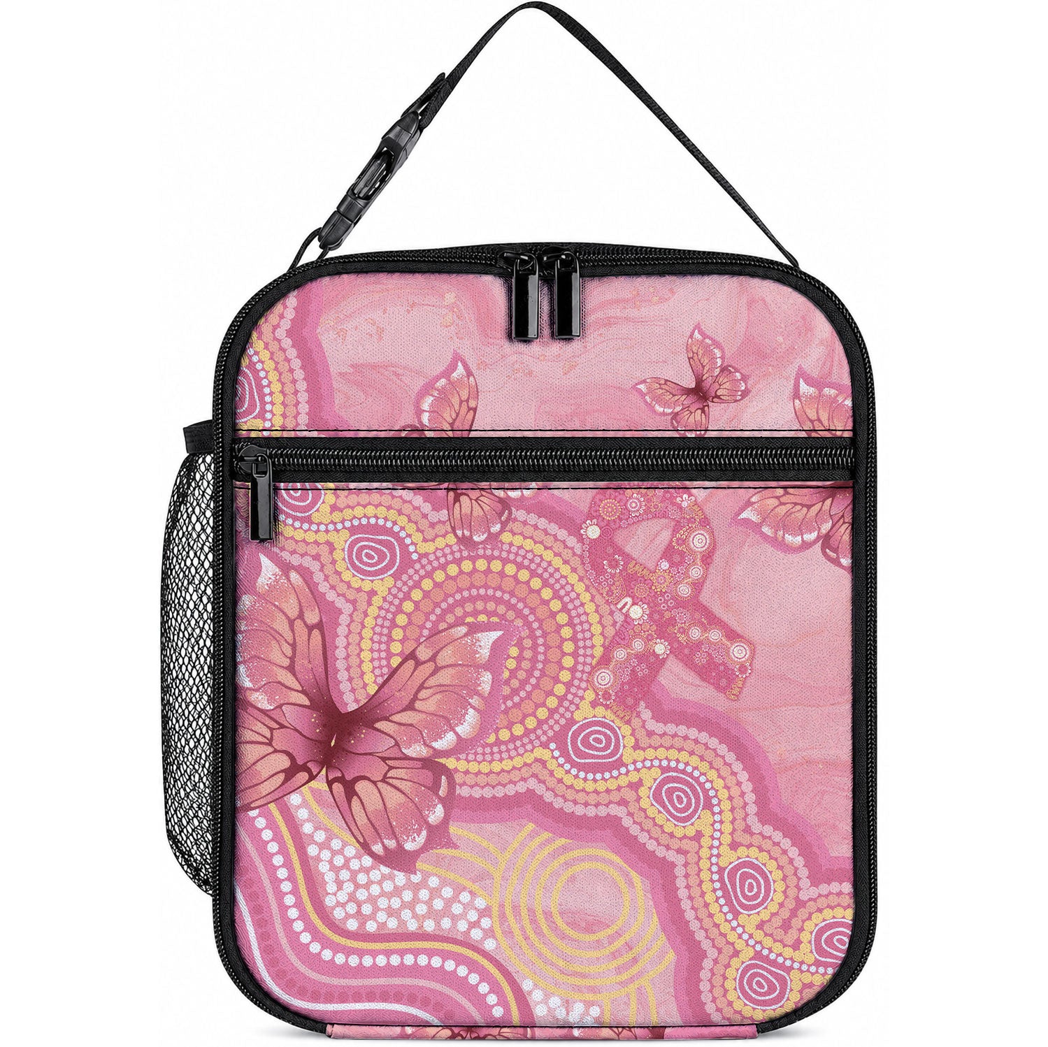 Dreamy Butterfly Collar Australia Breast Cancer Pink Lunch Bag Indigenous Art