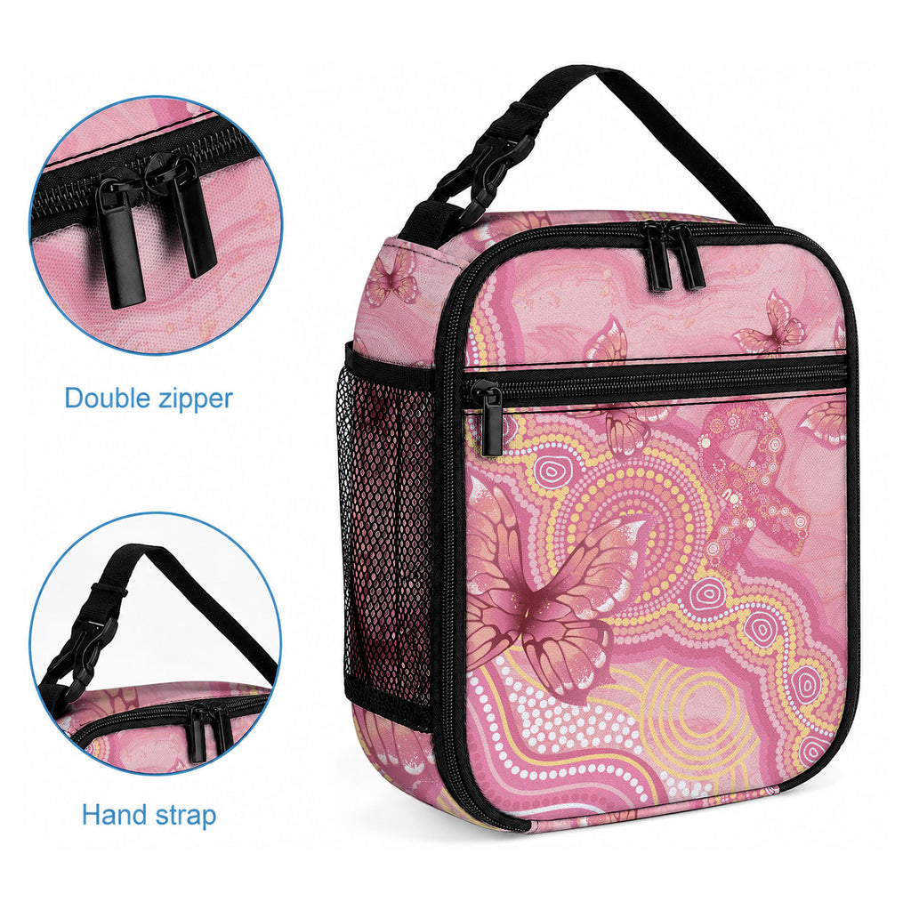 Dreamy Butterfly Collar Australia Breast Cancer Pink Lunch Bag Indigenous Art
