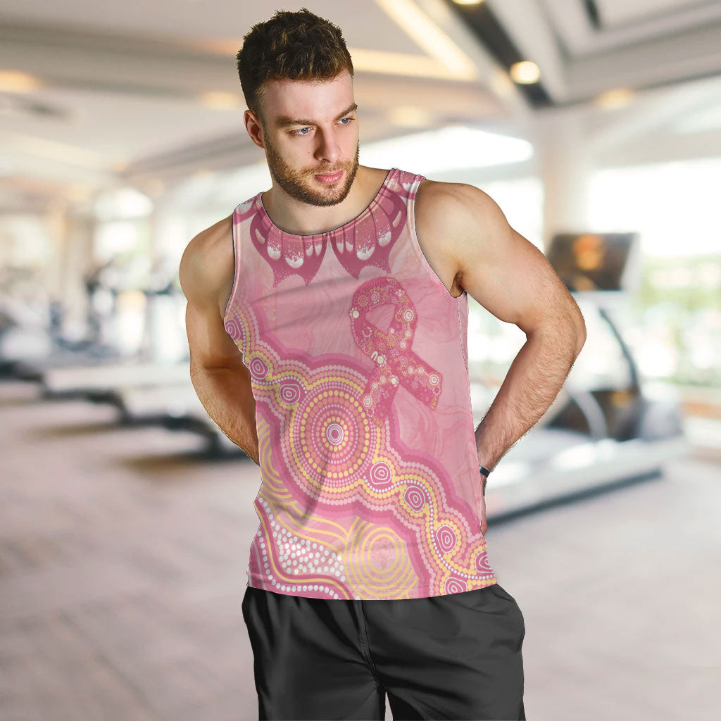 Dreamy Butterfly Collar Australia Breast Cancer Pink Men Tank Top Indigenous Art