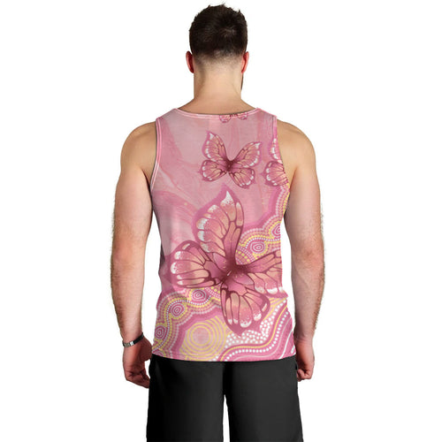 Dreamy Butterfly Collar Australia Breast Cancer Pink Men Tank Top Indigenous Art