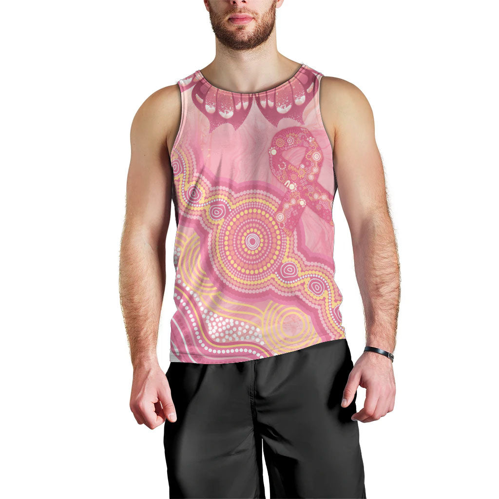Dreamy Butterfly Collar Australia Breast Cancer Pink Men Tank Top Indigenous Art