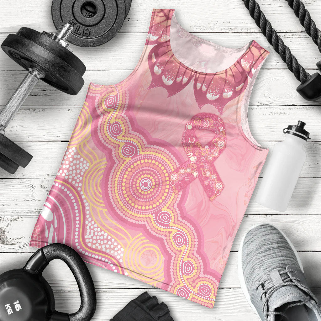 Dreamy Butterfly Collar Australia Breast Cancer Pink Men Tank Top Indigenous Art