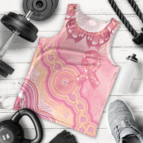 Dreamy Butterfly Collar Australia Breast Cancer Pink Men Tank Top Indigenous Art