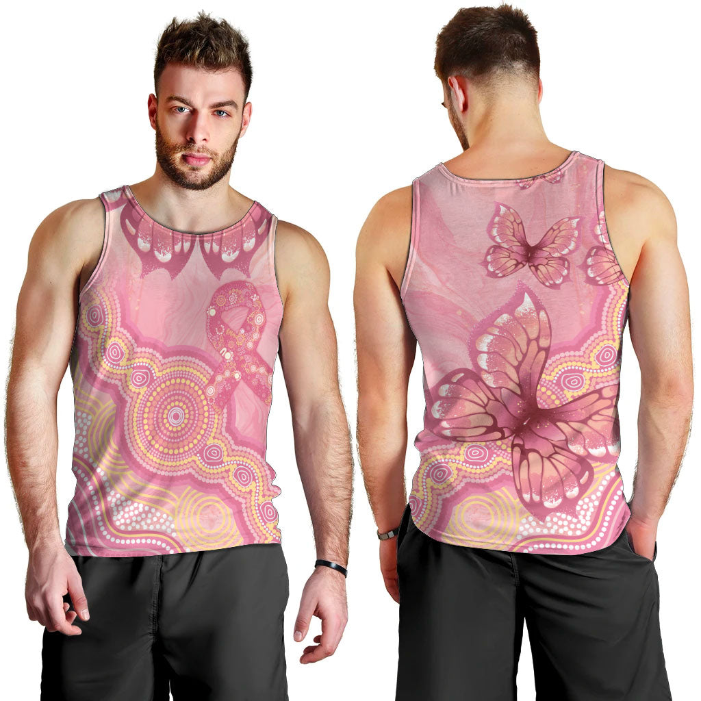Dreamy Butterfly Collar Australia Breast Cancer Pink Men Tank Top Indigenous Art