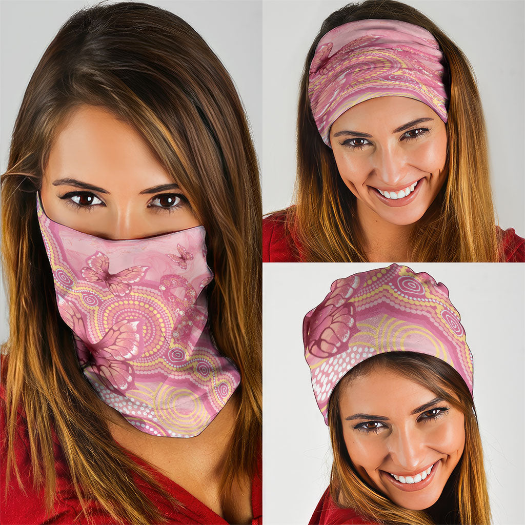 Dreamy Butterfly Collar Australia Breast Cancer Pink Neck Gaiter Indigenous Art