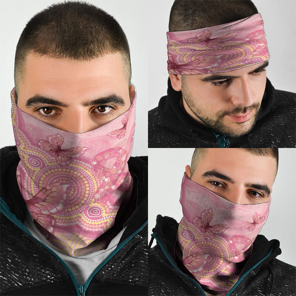 Dreamy Butterfly Collar Australia Breast Cancer Pink Neck Gaiter Indigenous Art