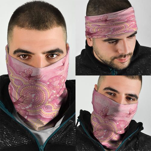 Dreamy Butterfly Collar Australia Breast Cancer Pink Neck Gaiter Indigenous Art