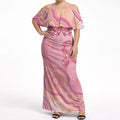 Dreamy Butterfly Collar Australia Breast Cancer Pink Off Shoulder Maxi Dress Indigenous Art