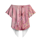 Dreamy Butterfly Collar Australia Breast Cancer Pink Off Shoulder Wrap Waist Top Indigenous Art