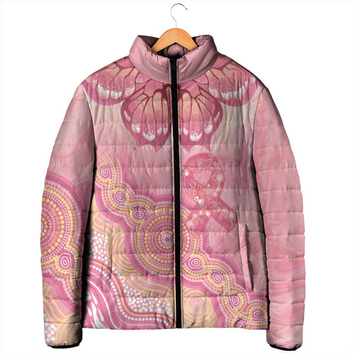 Dreamy Butterfly Collar Australia Breast Cancer Pink Padded Jacket Indigenous Art