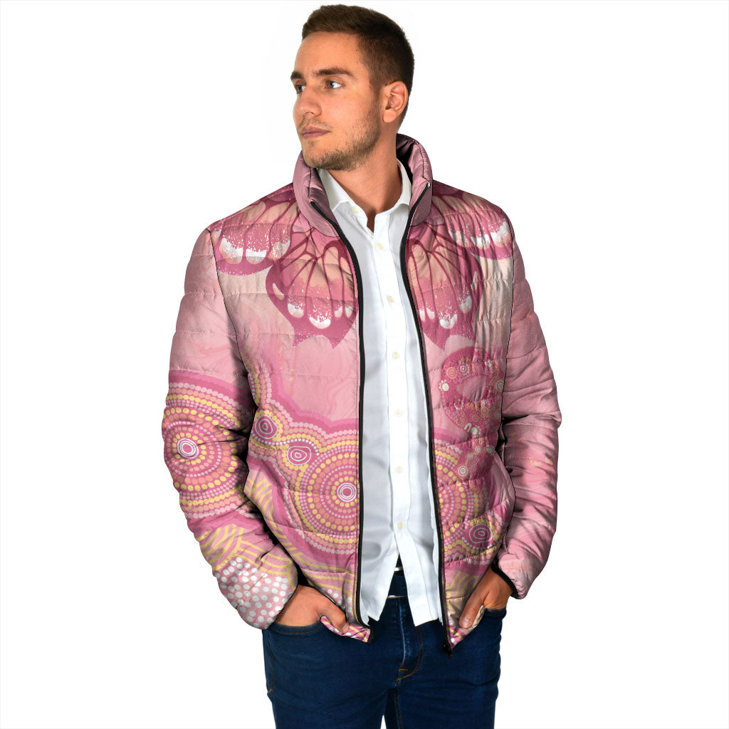 Dreamy Butterfly Collar Australia Breast Cancer Pink Padded Jacket Indigenous Art