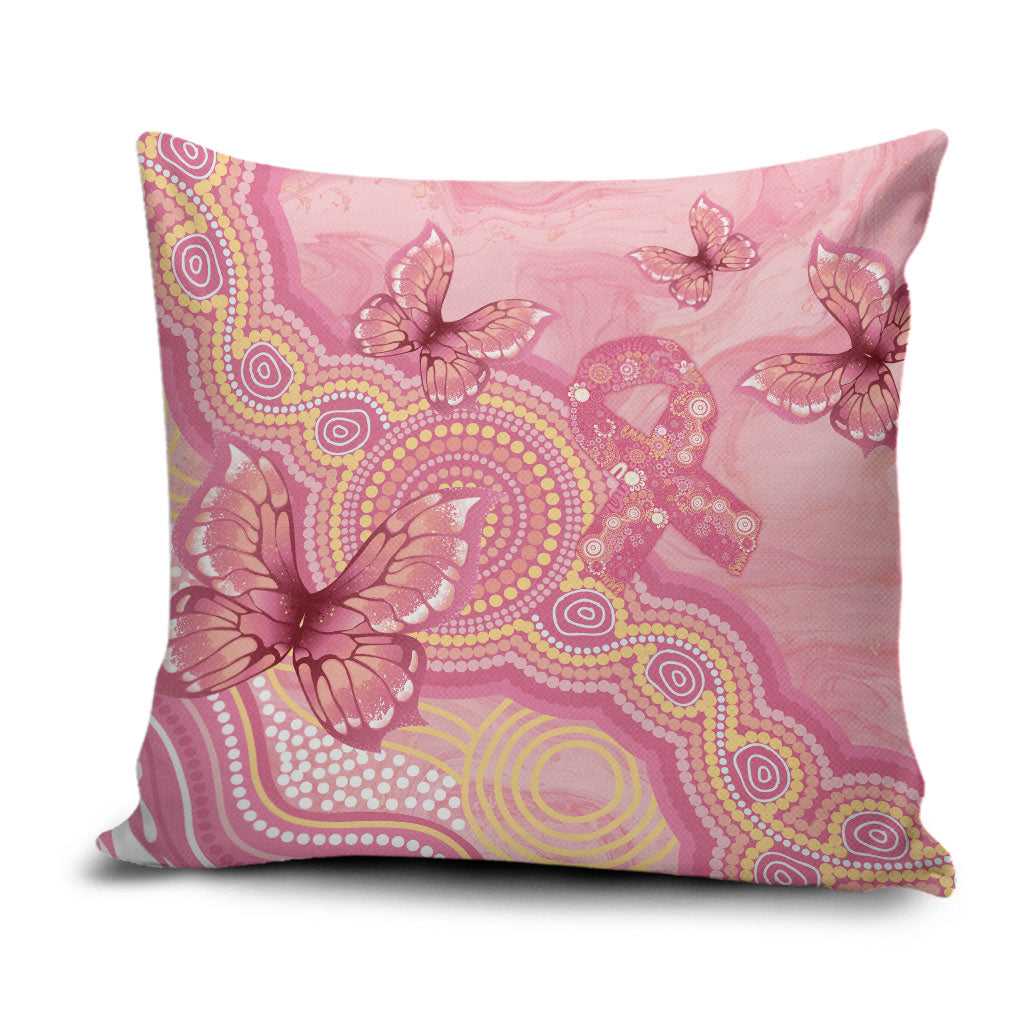 Dreamy Butterfly Collar Australia Breast Cancer Pink Pillow Cover Indigenous Art