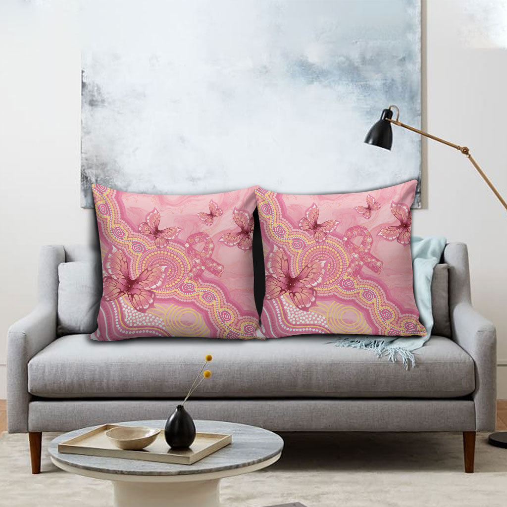 Dreamy Butterfly Collar Australia Breast Cancer Pink Pillow Cover Indigenous Art