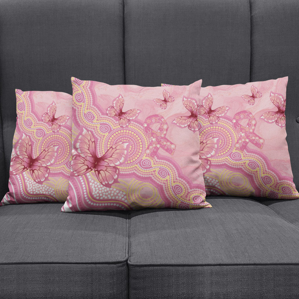 Dreamy Butterfly Collar Australia Breast Cancer Pink Pillow Cover Indigenous Art