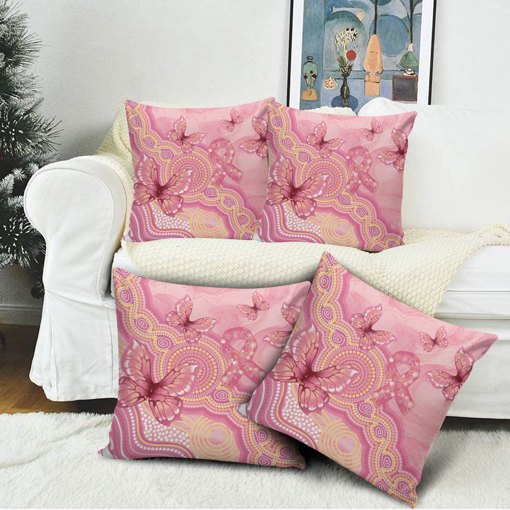 Dreamy Butterfly Collar Australia Breast Cancer Pink Pillow Cover Indigenous Art