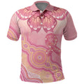 Dreamy Butterfly Collar Australia Breast Cancer Pink Polo Shirt Indigenous Art