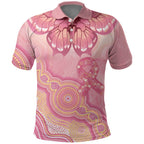 Dreamy Butterfly Collar Australia Breast Cancer Pink Polo Shirt Indigenous Art