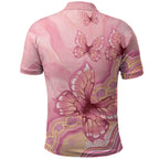 Dreamy Butterfly Collar Australia Breast Cancer Pink Polo Shirt Indigenous Art