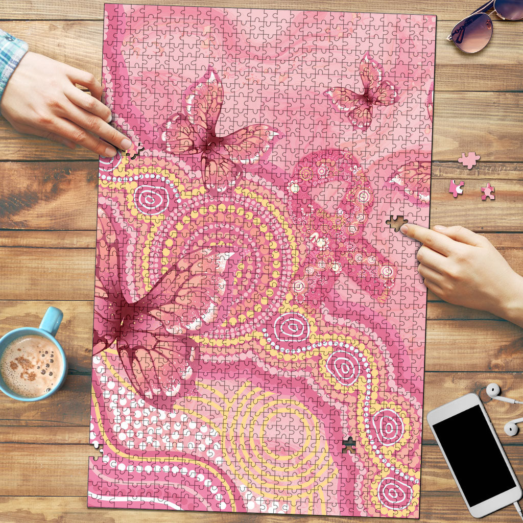 Dreamy Butterfly Collar Australia Breast Cancer Pink Puzzle Indigenous Art
