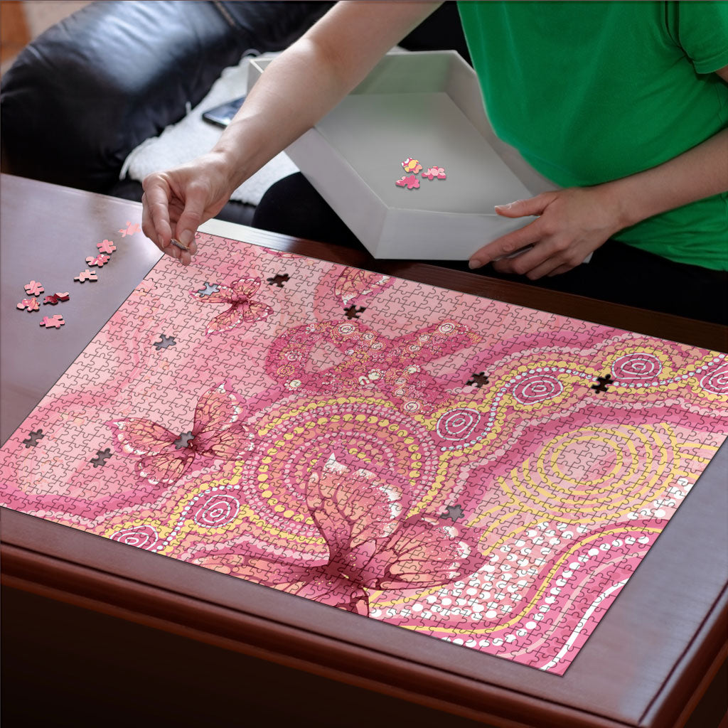 Dreamy Butterfly Collar Australia Breast Cancer Pink Puzzle Indigenous Art