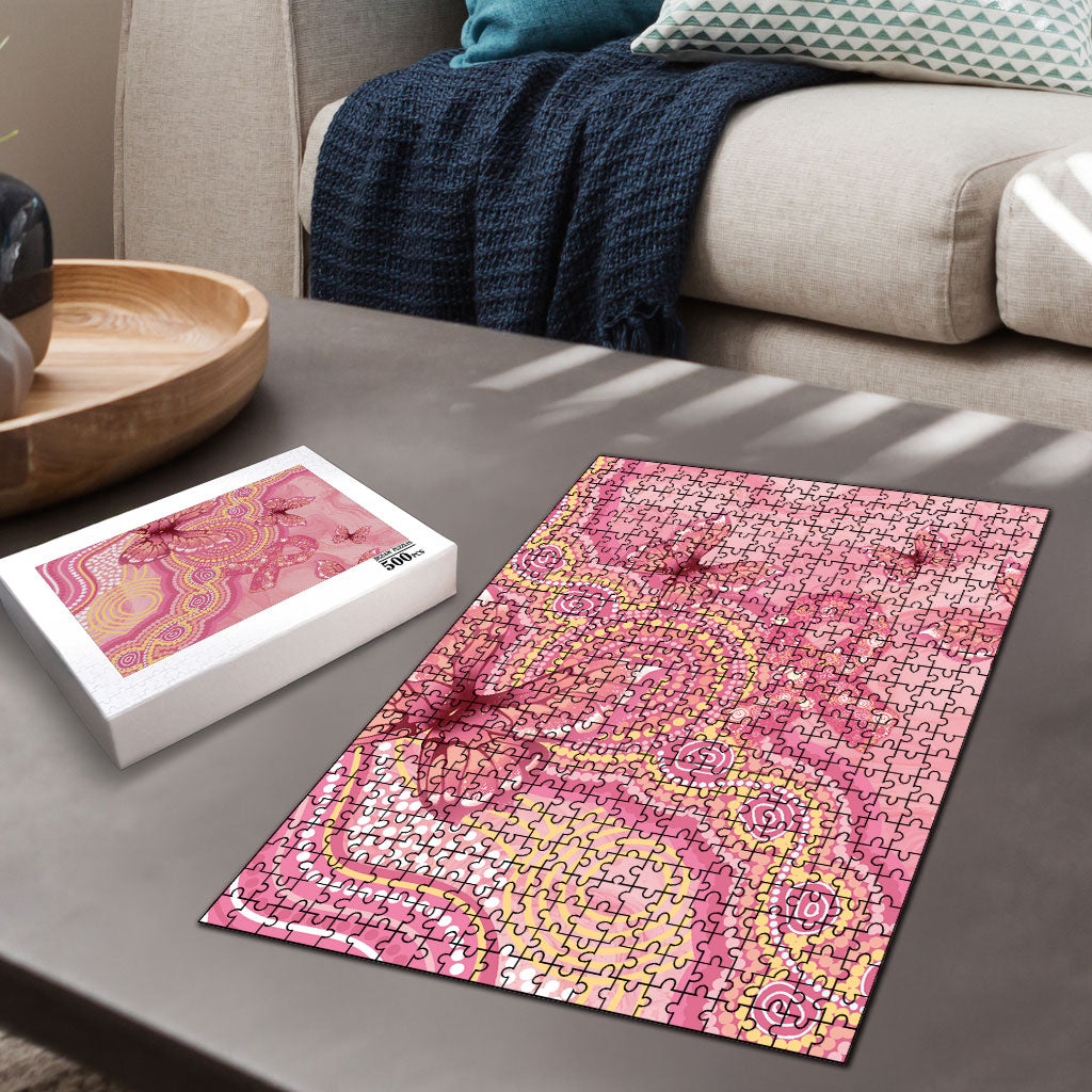 Dreamy Butterfly Collar Australia Breast Cancer Pink Puzzle Indigenous Art