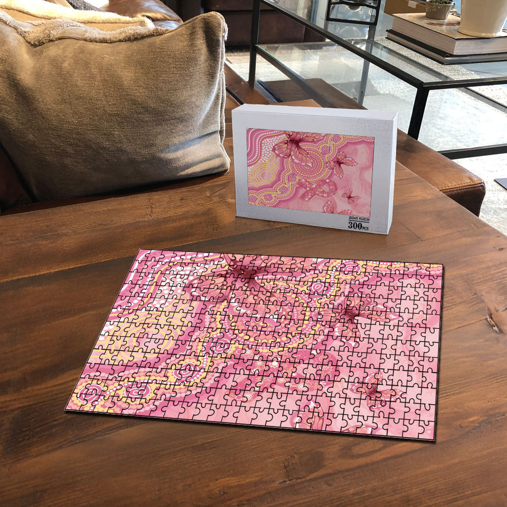 Dreamy Butterfly Collar Australia Breast Cancer Pink Puzzle Indigenous Art