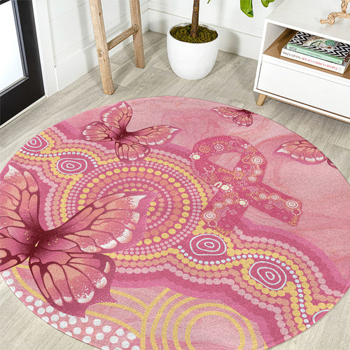 Dreamy Butterfly Collar Australia Breast Cancer Pink Round Carpet Indigenous Art