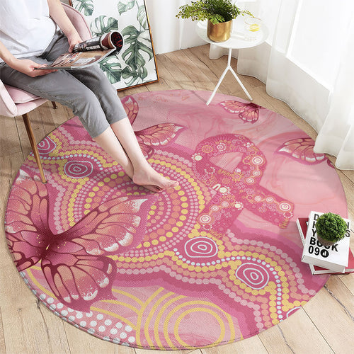 Dreamy Butterfly Collar Australia Breast Cancer Pink Round Carpet Indigenous Art