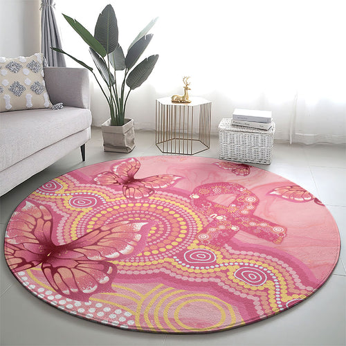 Dreamy Butterfly Collar Australia Breast Cancer Pink Round Carpet Indigenous Art