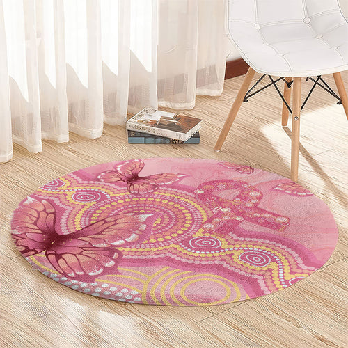 Dreamy Butterfly Collar Australia Breast Cancer Pink Round Carpet Indigenous Art