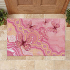 Dreamy Butterfly Collar Australia Breast Cancer Pink Rubber Doormat Indigenous Art