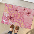 Dreamy Butterfly Collar Australia Breast Cancer Pink Rubber Doormat Indigenous Art