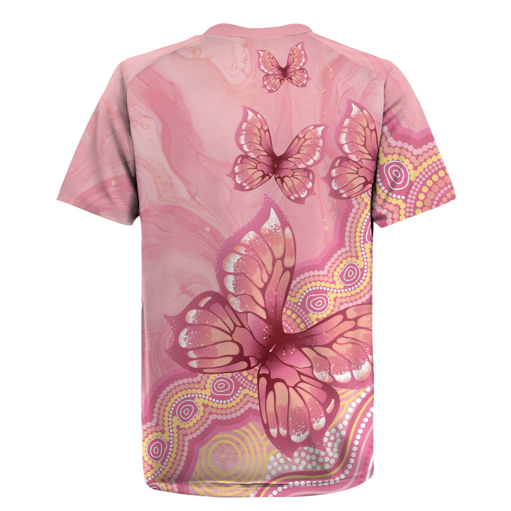 Dreamy Butterfly Collar Australia Breast Cancer Pink Rugby Jersey Indigenous Art