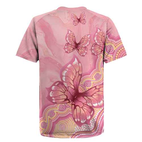 Dreamy Butterfly Collar Australia Breast Cancer Pink Rugby Jersey Indigenous Art