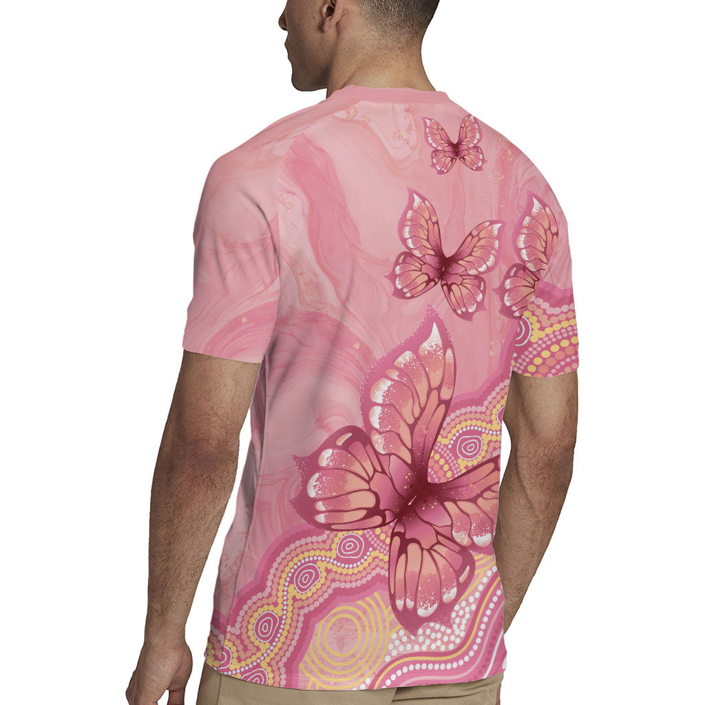 Dreamy Butterfly Collar Australia Breast Cancer Pink Rugby Jersey Indigenous Art