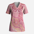 Dreamy Butterfly Collar Australia Breast Cancer Pink Scrub Top Indigenous Art
