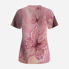 Dreamy Butterfly Collar Australia Breast Cancer Pink Scrub Top Indigenous Art