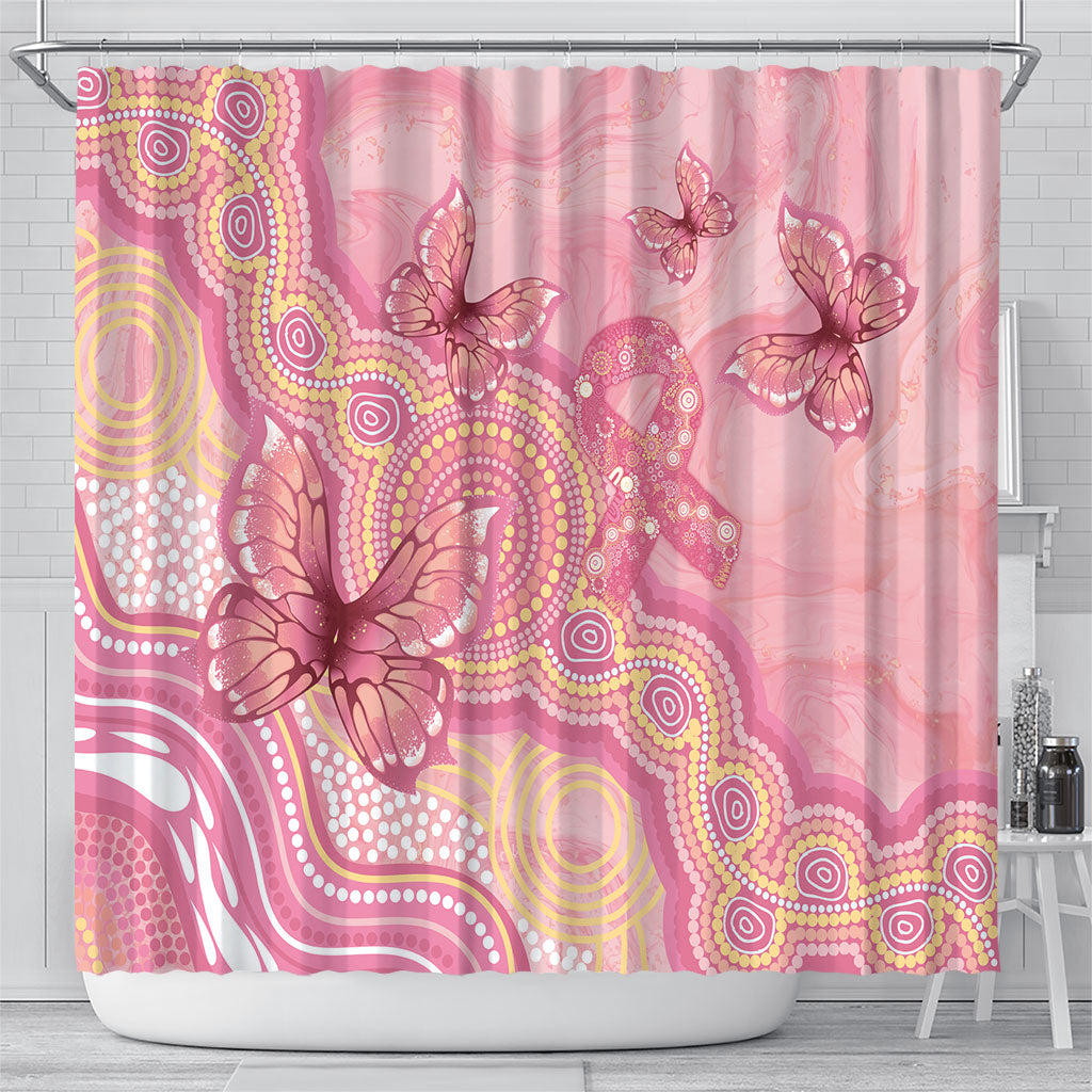 Dreamy Butterfly Collar Australia Breast Cancer Pink Shower Curtain Indigenous Art