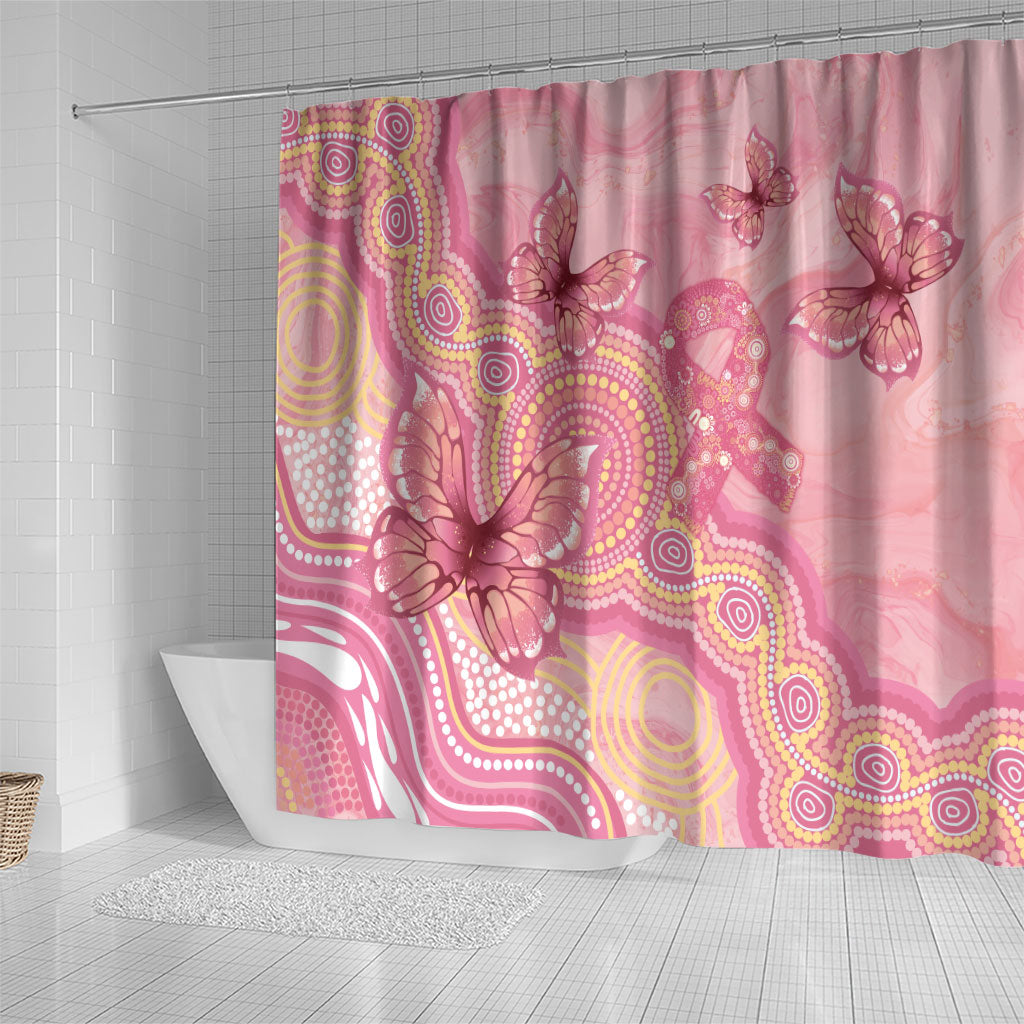 Dreamy Butterfly Collar Australia Breast Cancer Pink Shower Curtain Indigenous Art