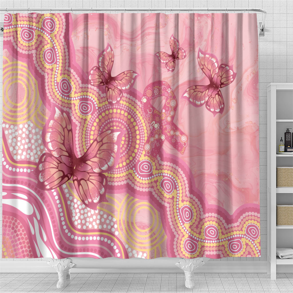 Dreamy Butterfly Collar Australia Breast Cancer Pink Shower Curtain Indigenous Art