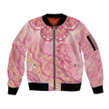 Dreamy Butterfly Collar Australia Breast Cancer Pink Sleeve Zip Bomber Jacket Indigenous Art